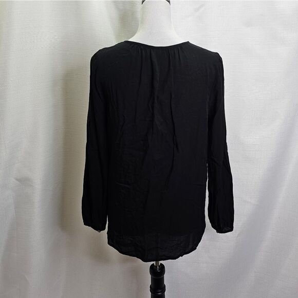Old Navy Black Split Neck Long Sleeve Blouse Size Small - Picture 9 of 11